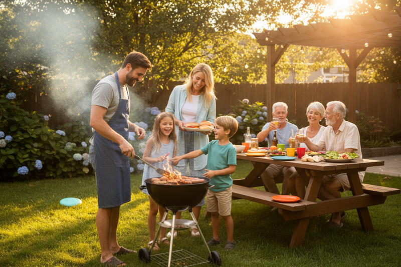 family grilling
