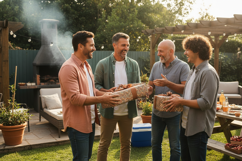 giving gift to dad, brother, uncle, cousin, casual